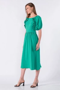 Vestido midi manga bufante
