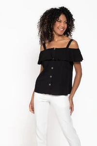 Blusa em viscose com alca e babado
