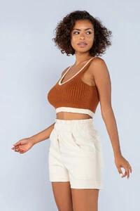 Cropped em tricot bicolor