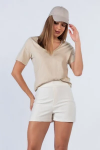 Shorts liso cintura alta