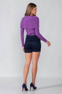 Blusa tricot gola ampla manga longa