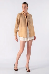 Camisa em chiffon com detalhes em lurex