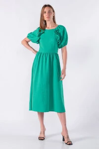 Vestido midi manga bufante