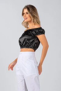 Blusa cropped cetim ciganinha