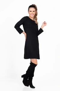 Vestido malha com bolsos manga 3/4