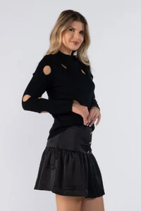 Blusa tricot vazada