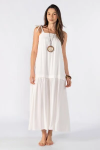 Vestido longo com amarração na alca