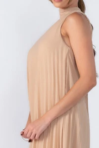 Vestido plissado um ombro
