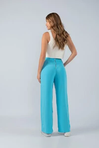 Calca pantalona em crepe recorte cos