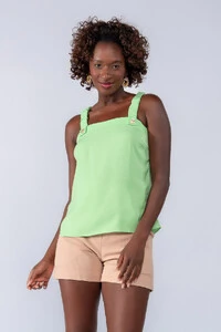 Blusa regata elastico na alca botao