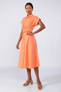 Vestido midi algodao detalhe na cintura