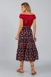 Blusa cropped cetim ciganinha