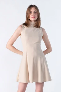 Vestido crepe acinturado