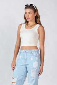 Cropped canelado regata