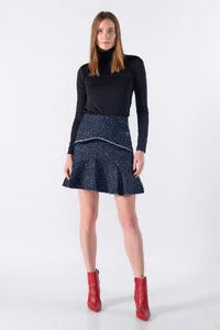 Saia tweed com paete e babado