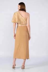 Saia midi em viscose transpassada