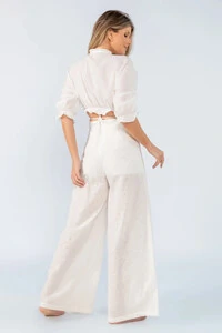 Blusa cropped amarracao frente e babado
