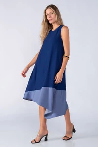 Vestido midi bicolor trapezio