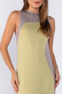 Vestido midi bicolor