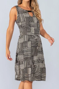 Vestido em viscose listrado