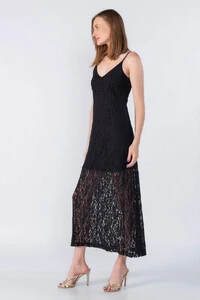 Vestido alongado renda trabalhada