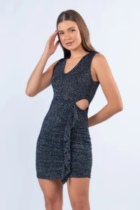 Vestido curto brilho lurex