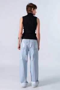 Blusa gola alta manga cavada