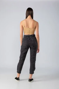 Cropped flor viscolinho ziper costas