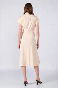 Vestido midi algodao detalhe na cintura