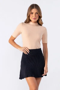 Blusa canelada gola alta
