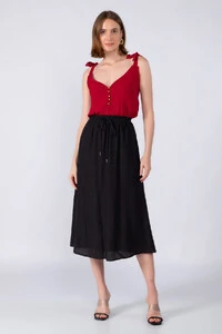 Saia midi em viscose elastico no cos