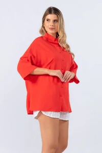 Camisa manga curta em viscose