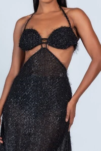Vestido longo com recorte