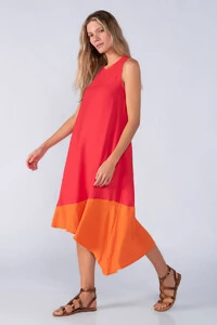Vestido midi bicolor trapezio