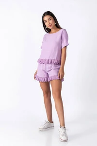Conjunto viscose com babado em laise