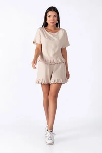 Conjunto viscose com babado em laise