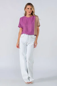 Blusa cropped bicolor viscose ampla
