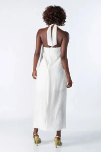 Vestido longo texturizado em liocel