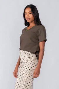 Blusa linho decote em v