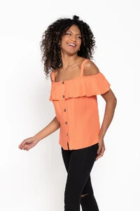 Blusa em viscose com alca e babado