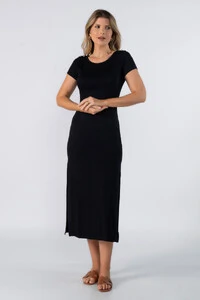Vestido longo de malha fina