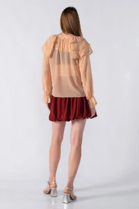 Blusa bata manga longa com babados