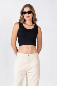 Cropped canelado regata