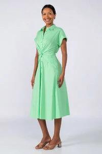 Vestido midi algodao detalhe na cintura