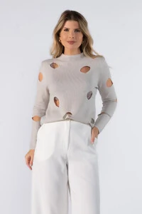 Blusa tricot vazada