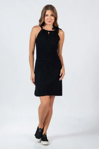 Vestido viscolinho evase gola alta