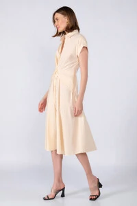 Vestido midi algodao detalhe na cintura