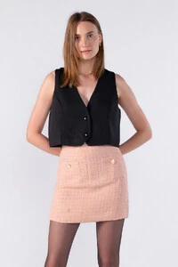Mini saia de tweed com botoes