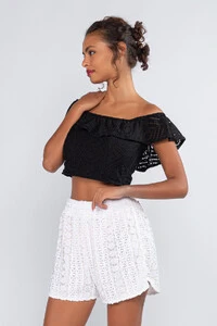 Cropped laise e malha ombro a ombro