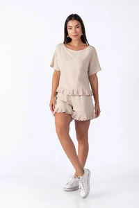 Conjunto viscose com babado em laise